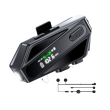 Casque de Moto avec 2 Types de Micros, Interphone, Appels Mains Libres, Musique, Étanche, Antibruit