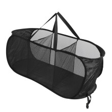 Cesta de ropa plegable de 3 secciones negra 80x36x33cm