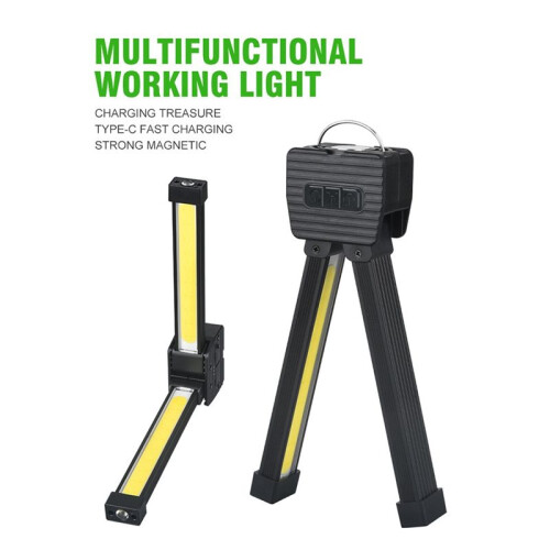 Gym Lamp for Posing, Magnetic Work Light Rechargeable, 180 Rotate Foldable with Hang Hook Camping Lamp LED Flashlight 2