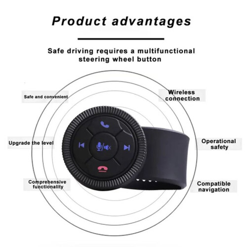 7-Key Car Wireless Steering Wheel Remote Control Button with Backlight Car Radio DVD for Android GPS Accessories Silver 1