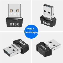 USB 6.0-Adapter BT6.0-Dongle Muziek-Audio-Ontvanger Zender voor -Toetsenbord Muis Hoofdtelefoon Luidspreker