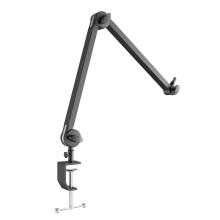 Support de Microphone Pliable en Forme de Ciseaux avec Canal de Gestion des Câbles et Perche de Microphone Montée sur Bureau