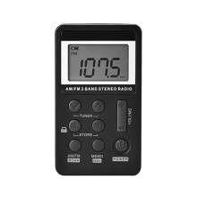 HanRongDa Radio Portable AM/FM Dual Band Stereo Pocket Radio Receiver with LCD Display Earphone & Rechargeable Battery A