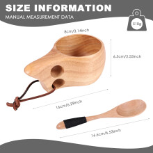 2Pack Nordic Style Houten Cup Kuksa Cup Draagbare Outdoor Camping Drinkbeker Houten Koffiekopje met Houten
