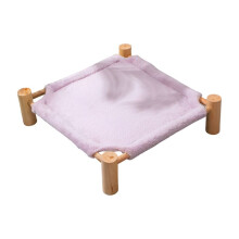 Lit Surélevé pour Animaux Compagnie, Tabouret pour Chat et Chien, Chaise pour Animaux Compagnie avec Pieds en Bois, Lit en Peluche pour Animaux