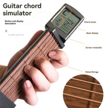 SCT-80 Pocket Guitar Chord Practice Tool, Guitar Neck for Beginner Trainer with Rotating Chord Table Screen