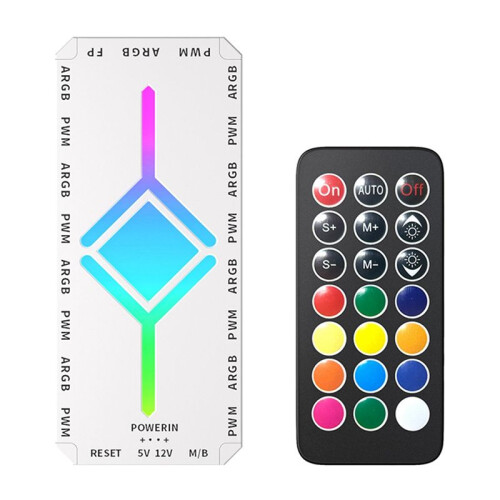 5V 3Pin ARGB Fan HUB Splitter Remote Controller con 4Pin PWM per PC Cooling SYNC CPU Cooler LED Light Strip Bianco