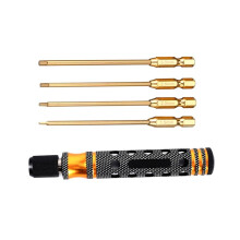 Hexagon Screwdriver Set 1.5, 2.0, 2.5, 3.0mm Quick Change Hex Key, Hex Wrench Tool for RC Cars, Crawlers, Boats,Gold