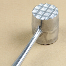 Silver Two Sides Aluminum Round Meat Hammer Mallet Tenderizer Beef Pork Chicken Beater Length 20.5cm Diameter 3.5cm (Oval)