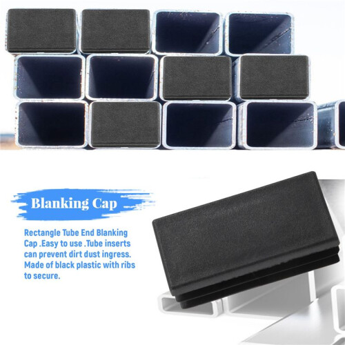 Plastic Rectangle Tube Inserts End Blanking Cap 25x50mm 10 Pcs Black 2
