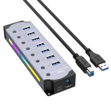 HUB USB 3.0 RGB Multifunzione con Splitter A Trasmissione Veloce da 5 Gbps Protocollo di Ricarica BC 1.2 Dock di Espansione per Computer
