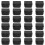 24 Pcs 30mm x 30mm Plastic Ribbed Square End Caps Tube Insert Black 1