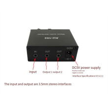 2 Channel Sound Amplifier 1 Input 2 Output 3.5mm Alone Control Stereo Sound Distributor Sound Preamplifier