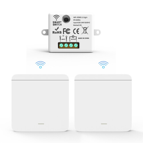 Wireless Light Wall  RF 433Mhz Relay Receiver with 2x1Gang Panel  LED Remote Control for LED Lamp