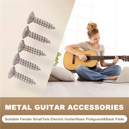 100 St Gitarr Valskyddsskruvar för  Strat/Tele Elgitarr Bas Silver 2