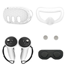 5in1 VR-Accessoiresets voor Meta Quest 3 Face Cover VR-Handgreepbeschermingshoes Wit