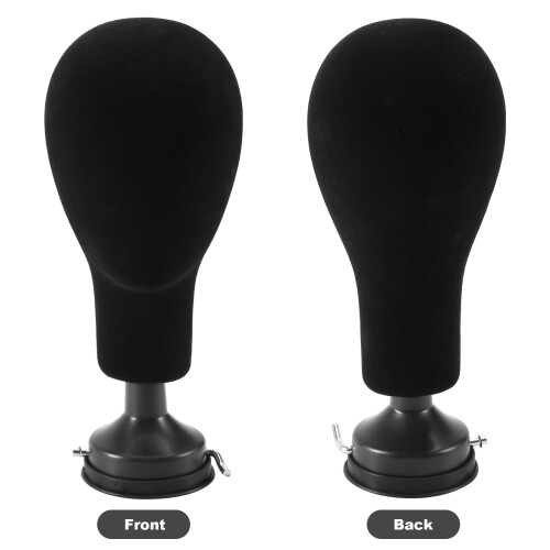 Polystyrene Foam Mannequin Face Model  Wig Holder Eyeglass Glasses With Base Bracket - Black, 35cm 2