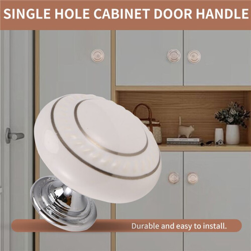 1 x Ceramic Door/Wardrobe/Cabinet/Cupboard Knob Handle Drawer White