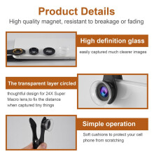 Apexel Phone Lens 2 In 1 Clip- 12 X Macro + 24 X Super Macro Lens Kit For  7/6S / 6S  Ios Android Smartphones 24Xm