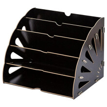 Organizador de Arquivos de Setor Oco com 5 Compartimentos para Materiais de Escritório, Preto