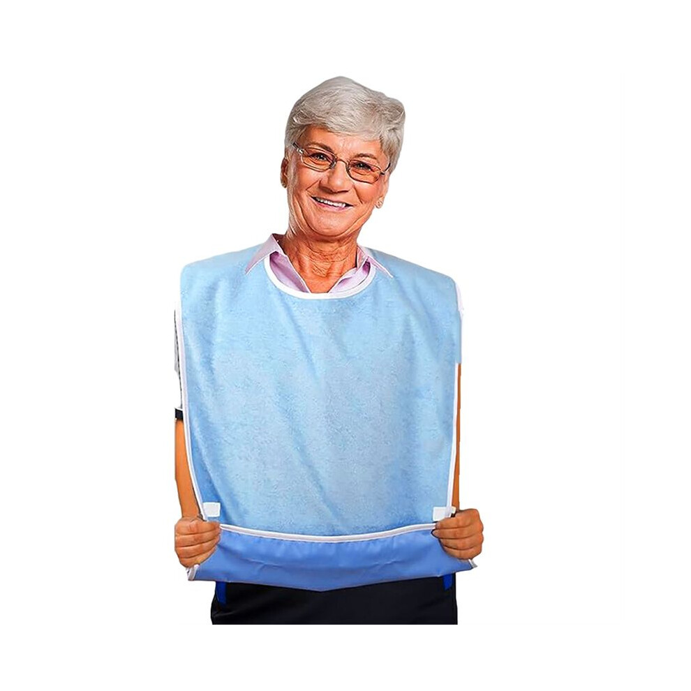 Adult Bib Dining Apron with Pockets Reusable Elderly Eating Protection Aid Unisex