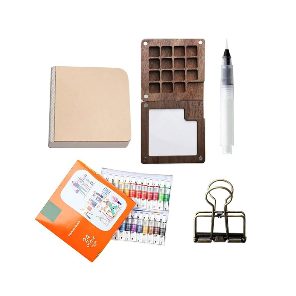 Travel Paint Palette, Portable Watercolor Set with Clip and Water Pen, Pocketartist Watercolor Travel Set,Paint Palette