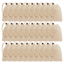 Soap Bags for Shower 30 Pack Natural Ramie Soap Saver Pouch Homemade Soap Mesh Bag with Drawstring