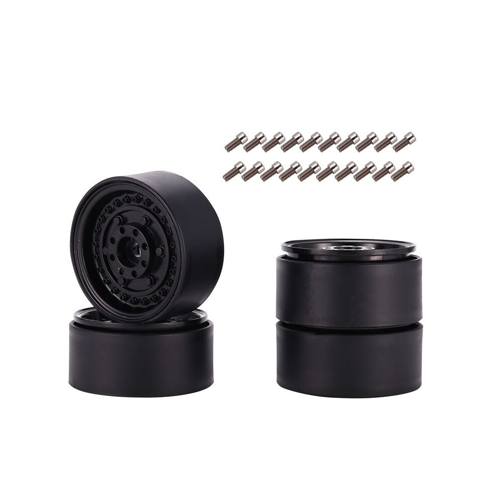 4Pcs Metal 1.9Inch Beadlock Wheel Rim Hub For 1/10 Rc Crawler Car Axial Scx10 90046 Trx4 Tf2 Rc4wd D90 Black 6032022790625
