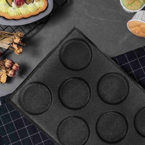 Silicone Hamburger Bread Forms Perforated Bakery Molds Non Stick Baking Sheets Fit Half Pan Size 2