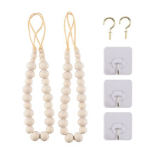 2Cps Curtain Tie Backs, Natural Wood Drape Tiebacks, Window Treatment, Farmhouse Garland, Boho Decor Accessories