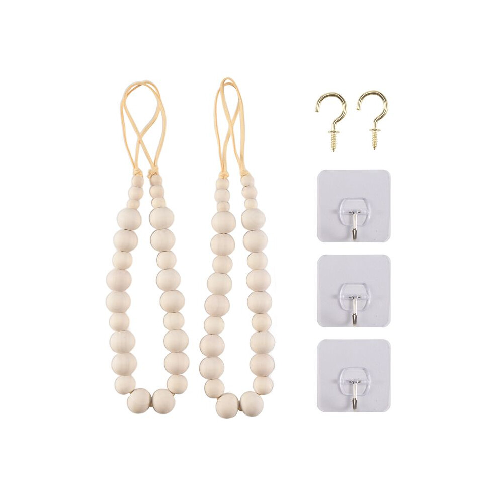 2Cps Curtain Tie Backs, Natural Wood Drape Tiebacks, Window Treatment, Farmhouse Garland, Boho Decor Accessories 4713108839354