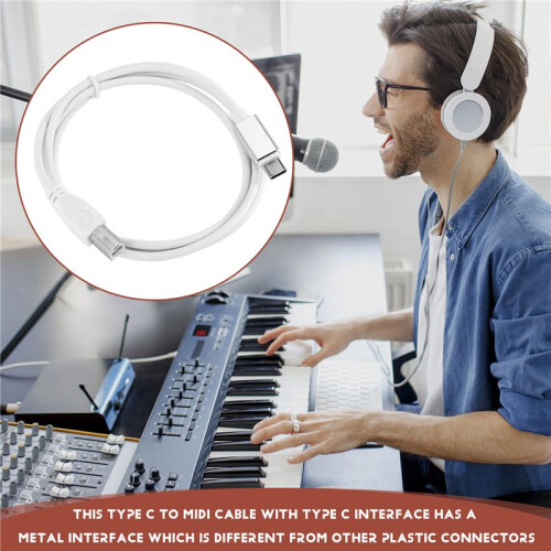 USB Type B Midi Cable To Type C Connector, Adapter Cable, Piano Audio Cable 2