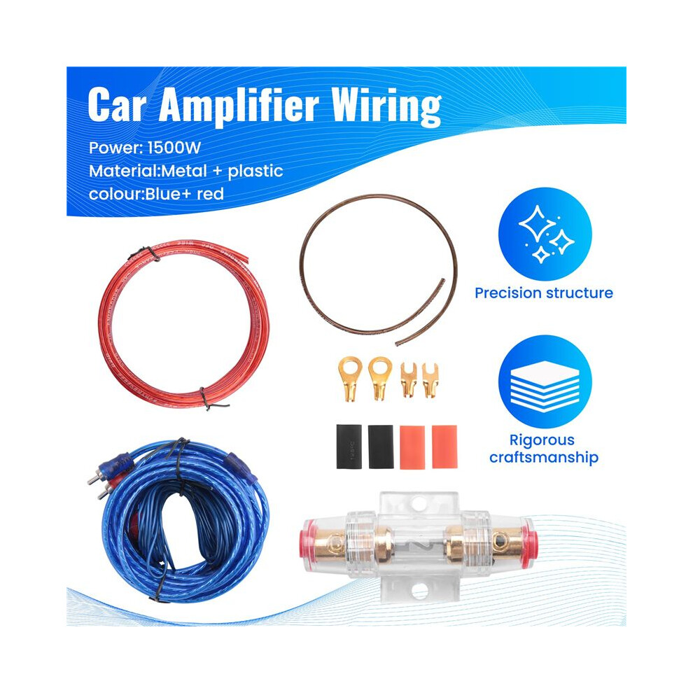 1500W Car Amplifier Installation Wiring Harness Kit 8Ga Audio Amplifier Subwoofer Power Cable 6032125173356