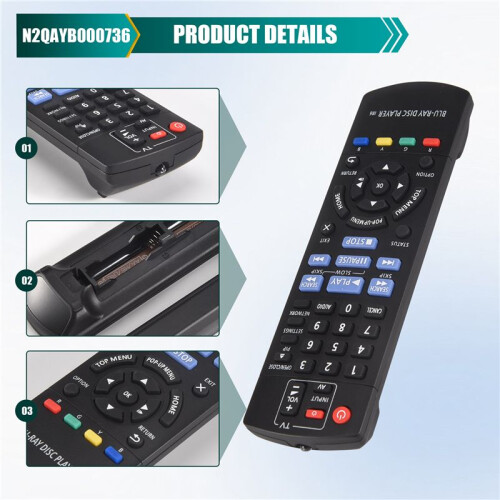 N2QAYB000736 Remote Control for  Blu-Ray Player Remote Control DMPBD75GN DMPBD77GNK 2