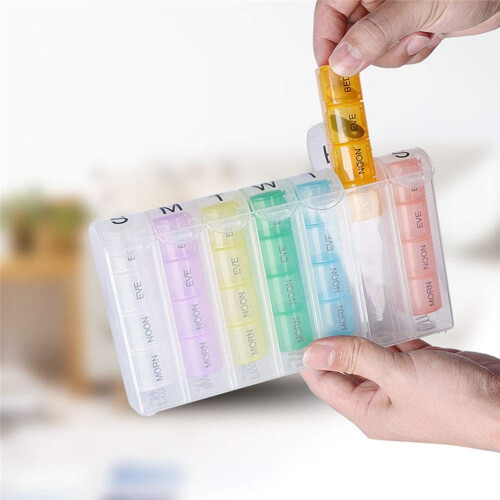 Portable Weekly 7 Day Push Button Pill Holder Travel Medicine Box Case Organizer 1