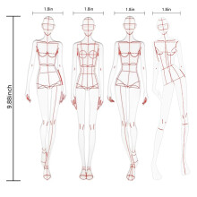 Fashion Illustration Rulers Sketching Templates Ruler Sewing Humanoid Patterns Design Clothing Measuring,Type B