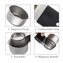 Magnetic Measuring Cups and Spoons Set Including 7 Measuring Cup 7 Measuring Spoons with 1 Leveler for Dry and Liquid