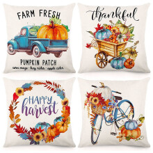 Conjunto de Capas de Almofada de Outono 18X18 de 4 DecoraçãO de Outono para Casa de Fazenda de AçãO de GraçAs