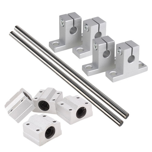 Horizontal 8mm Dia Linear Motion  Bearing Slide Bushing 200mm Linear Shaft Optical Axis with Rod Rail Support Set 2