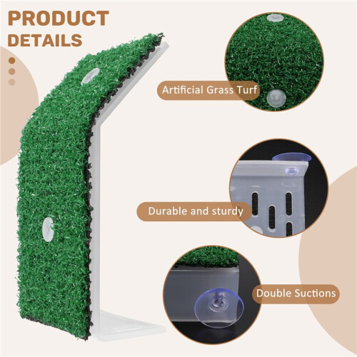 Lawn Turtle Basking Platform Turtle Resting Basking Platform, Simulation Grass Turtle Ramp for Turtle Tank, Reptile S 2