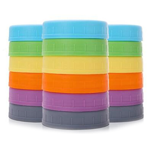 18Pcs Plastic Regular Mouth Jar Lids for , Kerr and More with Rings - Colored Plastic Storage Cap