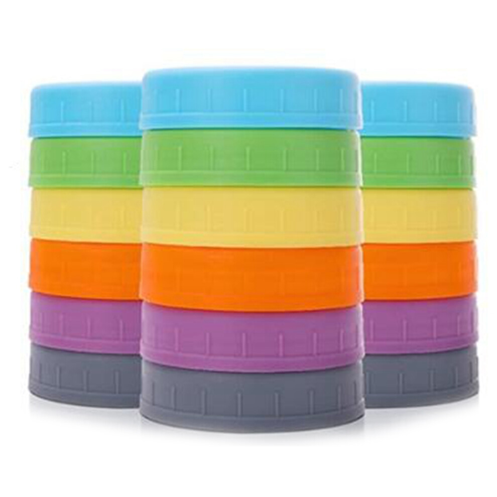 18Pcs Plastic Regular Mouth Jar Lids For Kerr And More With Rings - Colored Plastic Storage Cap 4711253221956