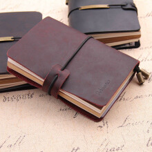 Handmade Traveler's Notebook, Leather Travel Journal Notebook for Men & Women, Perfect for Writing, Gifts, Travelers, 5.2 x 4 Inches - Red wine
