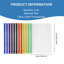 12PCS Binder Pockets A5 Size 6 Holes Zipper Binder Pouch Folders for 6-Ring Notebook Binder Loose Leaf Bags
