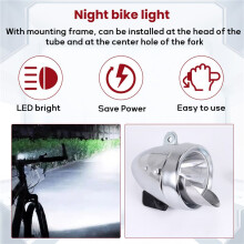 Bicycle Hat Lamp Bike Front Light Retro Headlights Metal Silver 6Led Waterproof Headlights Riding Equipment Bicycle Accessories