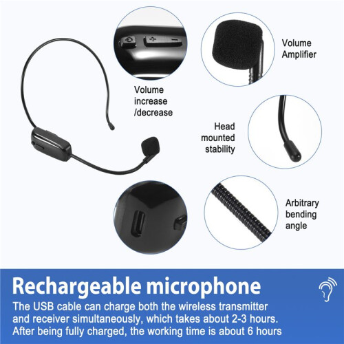 New 2 in 1 Handheld UHF Wireless Microphone Professional -Wear Mic Volume Amplifier for Speech Teaching 1