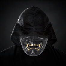 Halloween Costume Cosplay Tooth Decay Evil Kabuki Samurai Half Cover Mask Party Scary Decoration,Black
