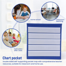 Tabletop Desktop Pocket Chart Table Top With Bonus 20X Dry Erase Cards,Desktop Tabletop Teaching Pocket Chart Double Sided And Self-Standing (13
