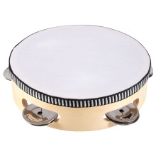 6 Inches Early Education Teaching Aids Hand Tambourine Children Percussion Tambourine Dance Hand Drum with 4 Bells