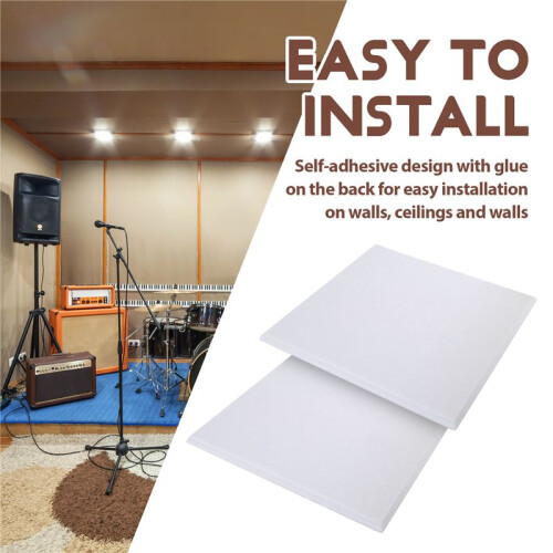PainéIs AcúSticos Autoadesivos 12 Pack, 12 X 12 X 0,4 Polegadas Acolchoamento à Prova de Som, Painel de AbsorçãO de Som para Casa, Branco 2